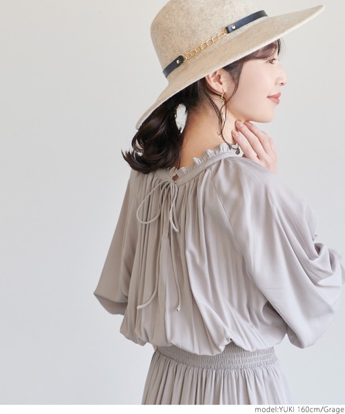 coca（coca）（コカ）の「前後２WAYとろみサテンギャザーワンピース（ワンピース・レディース・グリーン/グレー系その他・ONE SIZE）」の11枚目の写真