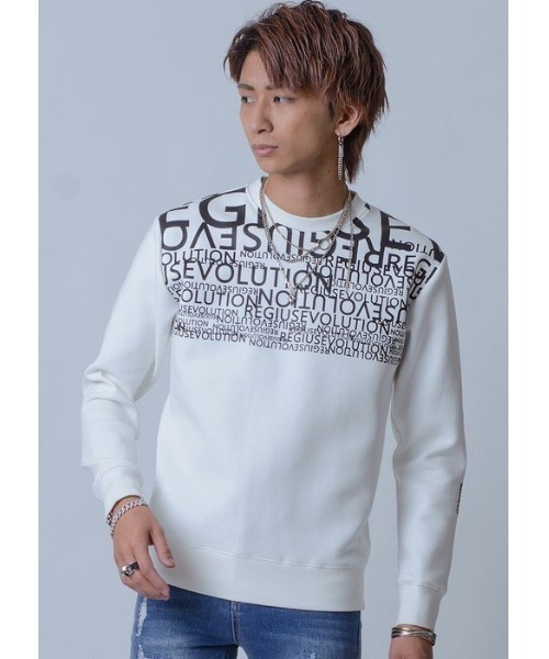 REGIEVO（レジエボ）の「REGIEVOロゴグラデーショントレーナー（スウェット・メンズ・ブラック/オフホワイト・M/L）」の2枚目の写真