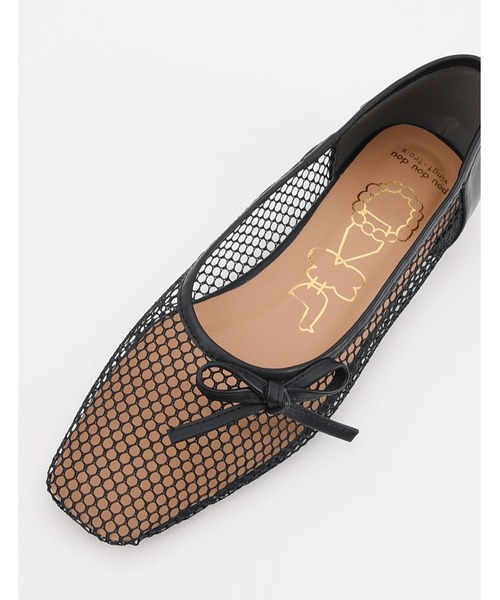 POU DOU DOU（プードゥドゥ）の「リボンメッシュフラットシューズ（パンプス・レディース・ブラック/ベージュ・4/3）」の7枚目の写真