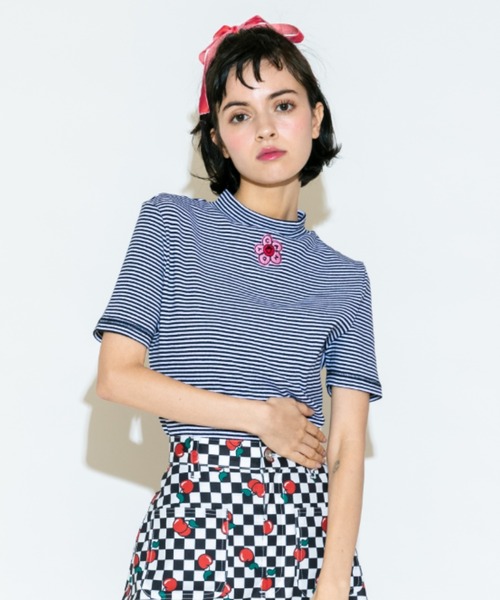 Candy Stripper（キャンディストリッパー）の「FUNNY BORDER RIB トップス（Tシャツ/カットソー・レディース・オフホワイト/ブラック/グレー・2）」の14枚目の写真