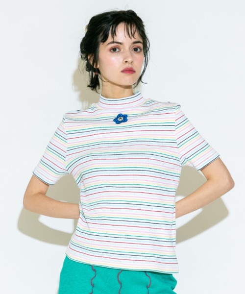 Candy Stripper（キャンディストリッパー）の「FUNNY BORDER RIB トップス（Tシャツ/カットソー・レディース・オフホワイト/ブラック/グレー・2）」の4枚目の写真