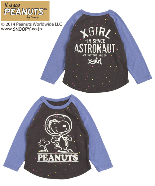 X-girl Stages（エックスガールステージス）の「B/B TEE SNOOPY　（12M～3T）/ スヌーピー（Tシャツ/カットソー・キッズ・ホワイト/パープル/イエロー・12M/2T/3T）」の2枚目の写真