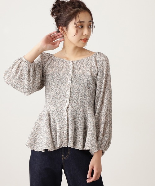 N.（N. Natural Beauty Basic）（エヌエヌナチュラルビューティーベーシック）の「◆コバナプリントプリーツブラウス（シャツ/ブラウス・レディース・ホワイト系その他/ブラック系その他/ブルー系その他・MEDIUM）」の2枚目の写真