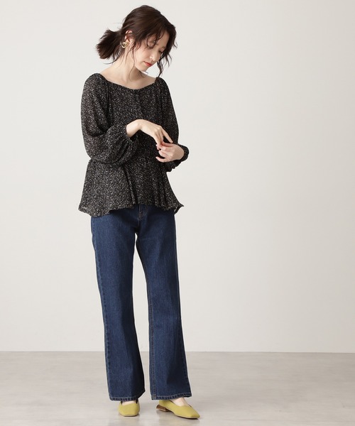 N.（N. Natural Beauty Basic）（エヌエヌナチュラルビューティーベーシック）の「◆コバナプリントプリーツブラウス（シャツ/ブラウス・レディース・ホワイト系その他/ブラック系その他/ブルー系その他・MEDIUM）」の7枚目の写真