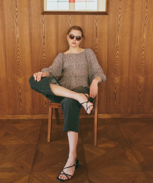 N.（N. Natural Beauty Basic）（エヌエヌナチュラルビューティーベーシック）の「◆コバナプリントプリーツブラウス（シャツ/ブラウス・レディース・ホワイト系その他/ブラック系その他/ブルー系その他・MEDIUM）」の12枚目の写真