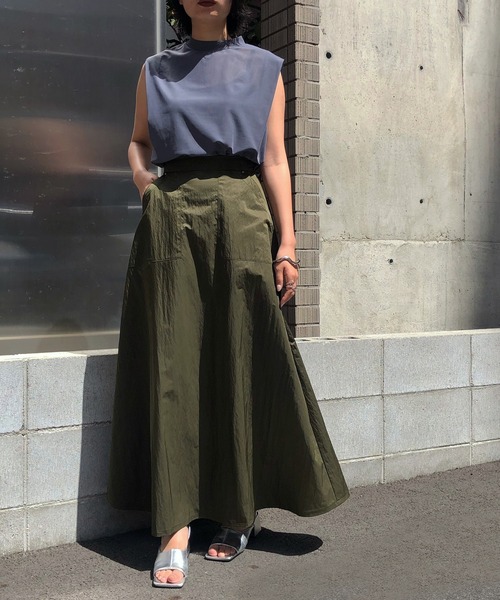 &g'aime（アンジェム）の「【&g'aime】マットサテンロングスカート（スカート・レディース・ブラック/ベージュ/カーキ・FREE）」の3枚目の写真