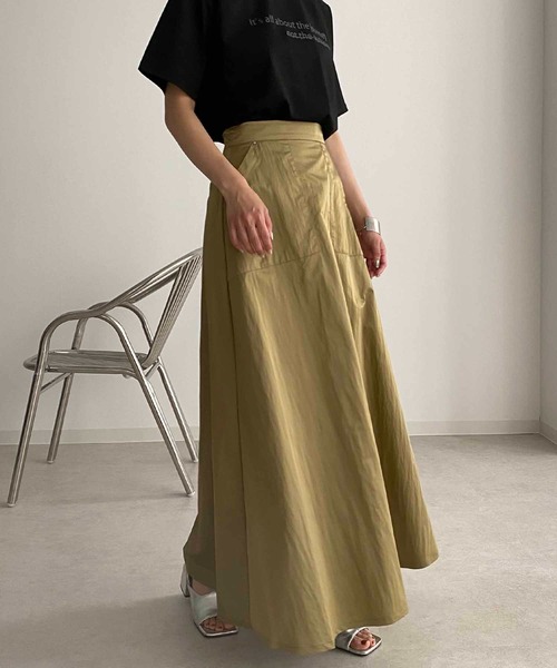 &g'aime（アンジェム）の「【&g'aime】マットサテンロングスカート（スカート・レディース・ブラック/ベージュ/カーキ・FREE）」の7枚目の写真
