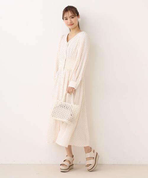 one after another NICE CLAUP（ワンアフターアナザーナイスクラップ）の「巾着セットきらきら編みバッグ（ハンドバッグ・レディース・アイボリー/ラベンダー・FREE）」の13枚目の写真