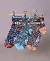 Healthknit Product（ヘルスニットプロダクト）の「(LG)【Healthknit Product】【3足セット】ジャガード クォーターソックス（ソックス/靴下）」