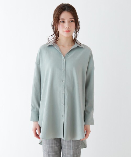 SHOO・LA・RUE（シューラルー）の「◆前あきゆるシャツ（シャツ/ブラウス・レディース・ダークグリーン/サンドベージュ・02/03/04）」の8枚目の写真