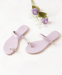 flune | 親指ビジュービーチサンダル トングサンダル ぺたんこサンダル レディース スクエアトゥ ストラップサンダル(サンダル)