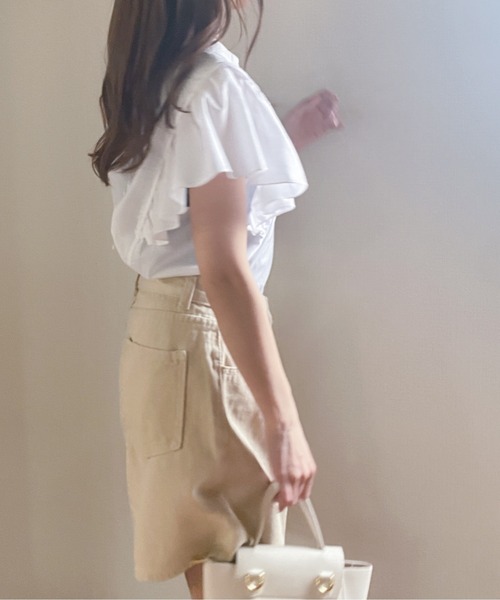 ABITOKYO（アビトーキョー）の「２WAY綿ガーゼショルダーフリルブラウス（シャツ/ブラウス・レディース・ブラック/オフホワイト/ライトグリーン・FREE）」の10枚目の写真