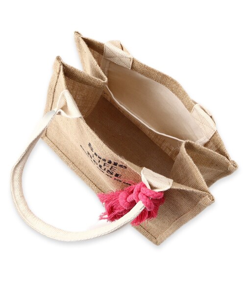 SHOO・LA・RUE（シューラルー）の「◆ジュートバッグ小（タッセル付き）（トートバッグ・レディース・ピンク系/イエロー・00）」の6枚目の写真