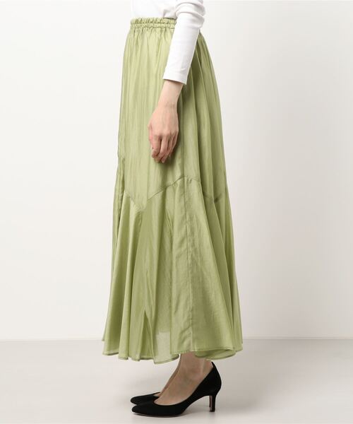 TITE IN THE STORE（ティテ　インザ　ストア）の「裾ランダム切替ロングフレアスカート（スカート・レディース・グリーン/ベージュ/イエロー・38）」の4枚目の写真