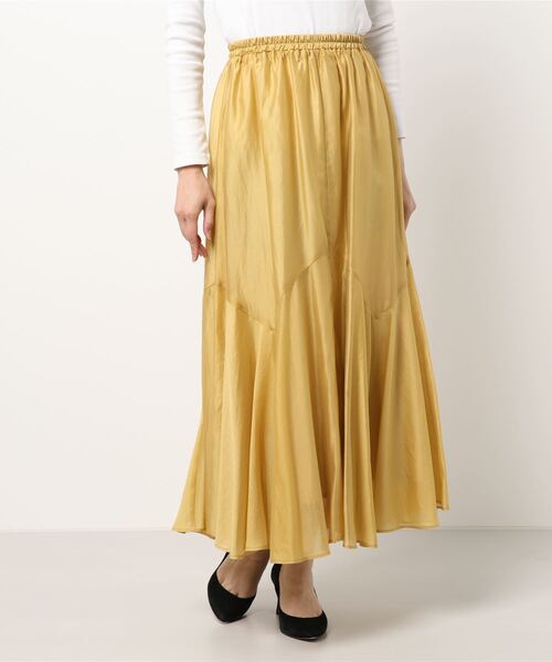 TITE IN THE STORE（ティテ　インザ　ストア）の「裾ランダム切替ロングフレアスカート（スカート・レディース・グリーン/ベージュ/イエロー・38）」の13枚目の写真