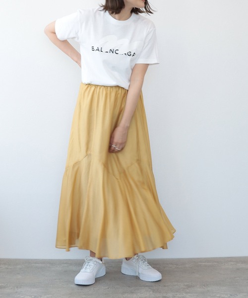 TITE IN THE STORE（ティテ　インザ　ストア）の「裾ランダム切替ロングフレアスカート（スカート・レディース・グリーン/ベージュ/イエロー・38）」の8枚目の写真