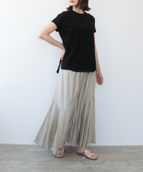 TITE IN THE STORE（ティテ　インザ　ストア）の「裾ランダム切替ロングフレアスカート（スカート・レディース・グリーン/ベージュ/イエロー・38）」の9枚目の写真