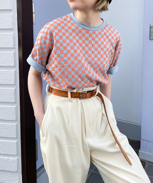 nimiru(ニミル)の「配色チェッカーTシャツ(Tシャツ/カットソー・レディース・イエロー系その他/ピンク系その他・M/L)」の11枚目の写真