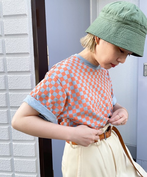 nimiru(ニミル)の「配色チェッカーTシャツ(Tシャツ/カットソー・レディース・イエロー系その他/ピンク系その他・M/L)」の10枚目の写真