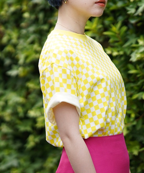 nimiru(ニミル)の「配色チェッカーTシャツ(Tシャツ/カットソー・レディース・イエロー系その他/ピンク系その他・M/L)」の6枚目の写真