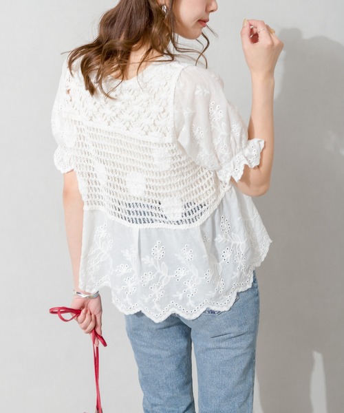 SpRay（スプレイ）の「刺繍スカラップブラウス（シャツ/ブラウス・レディース・ベージュ/オフホワイト・FREE）」の9枚目の写真