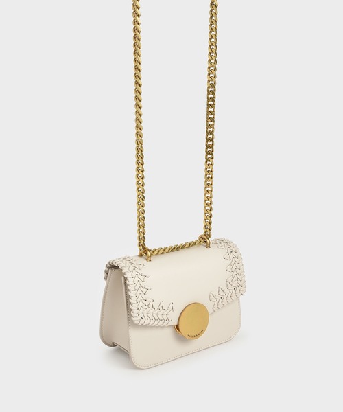 CHARLES & KEITH(チャールズ & キース)の「ウーブンダブルチェーン ハンドルバッグ / Woven Double Chain Handle Bag(ショルダーバッグ・レディース・セージグリーン/ホワイト系その他/チョコ・S)」の5枚目の写真