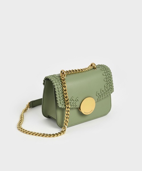 CHARLES & KEITH(チャールズ & キース)の「ウーブンダブルチェーン ハンドルバッグ / Woven Double Chain Handle Bag(ショルダーバッグ・レディース・セージグリーン/ホワイト系その他/チョコ・S)」の19枚目の写真