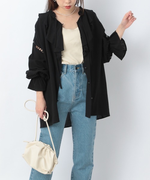 Heather(ヘザー)の「ハシゴレースブラウス 958011(シャツ/ブラウス・レディース・ホワイト/ブラック/カーキ・FREE)」の2枚目の写真