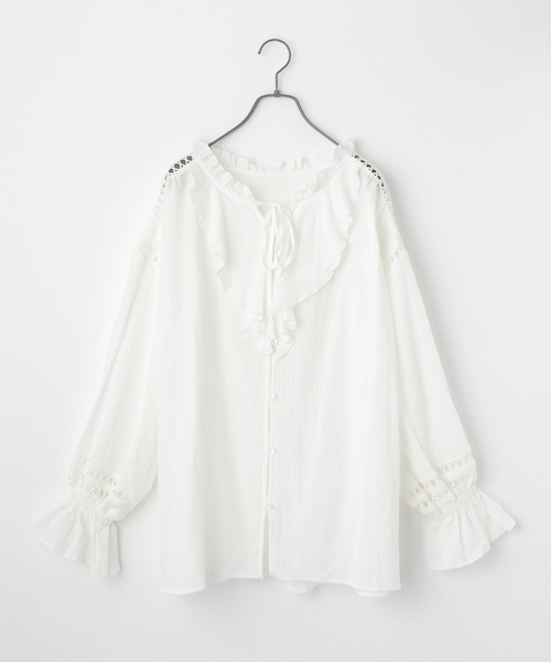 Heather(ヘザー)の「ハシゴレースブラウス 958011(シャツ/ブラウス・レディース・ホワイト/ブラック/カーキ・FREE)」の6枚目の写真