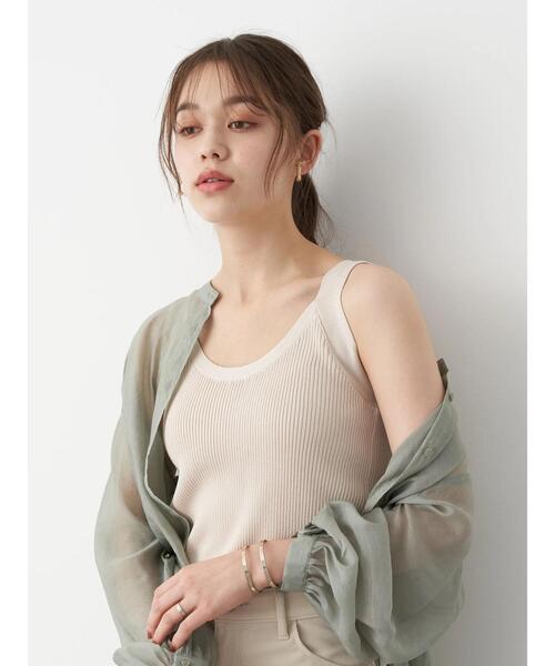 earth music&ecology（アースミュージックアンドエコロジー）の「リブラインニットタンクトップ ＊（タンクトップ・レディース・ブラック/ホワイト系その他2/ベージュ・L/S/M）」の6枚目の写真