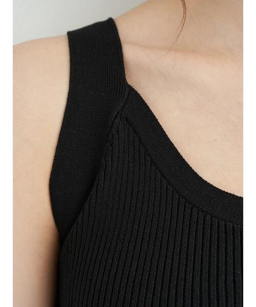 earth music&ecology（アースミュージックアンドエコロジー）の「リブラインニットタンクトップ ＊（タンクトップ・レディース・ブラック/ホワイト系その他2/ベージュ・L/S/M）」の8枚目の写真