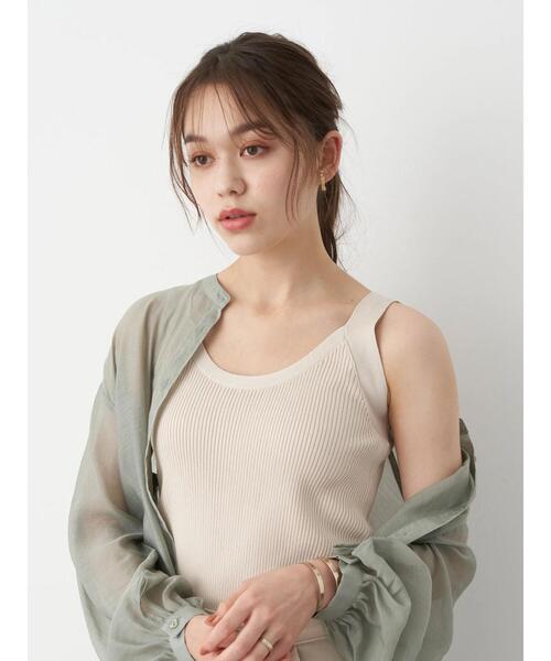 earth music&ecology（アースミュージックアンドエコロジー）の「リブラインニットタンクトップ ＊（タンクトップ・レディース・ブラック/ホワイト系その他2/ベージュ・L/S/M）」の10枚目の写真