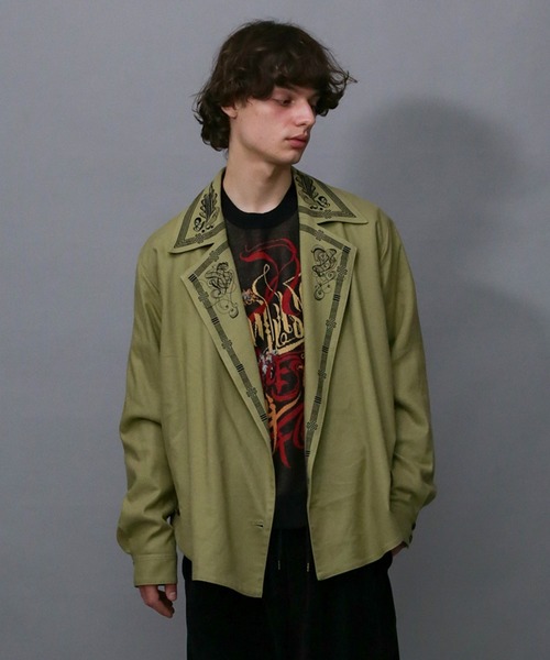 Iroquois（イロコイ）の「B・D COLLAR PRINT WJK（その他アウター・メンズ・ホワイト系その他/グリーン系その他・1/2/3）」の2枚目の写真