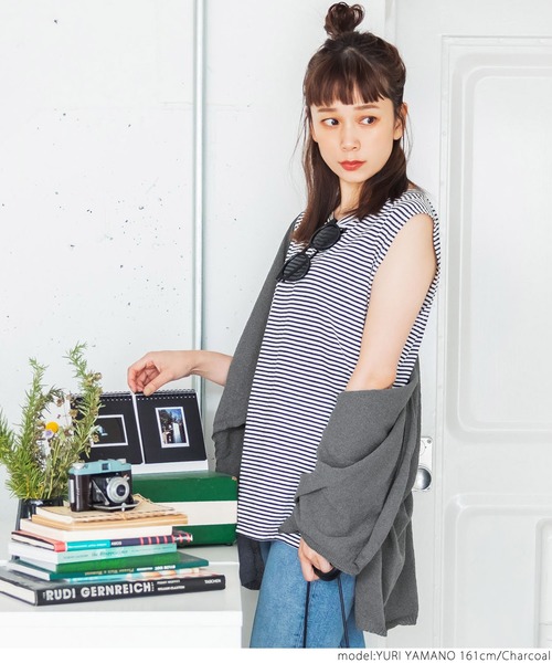 coca（coca）（コカ）の「ポコポコブークレサマーニットポンチョ（ポンチョ・レディース・チャコールグレー/ベージュ・ONE SIZE）」の6枚目の写真