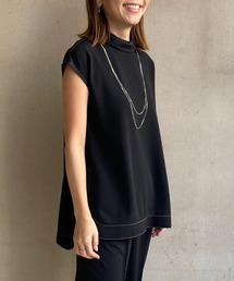 EUCLAID（エウクレイド）の「ニットジョーゼットスタンドカラーカットソー【セットアップ可】（Tシャツ/カットソー）」