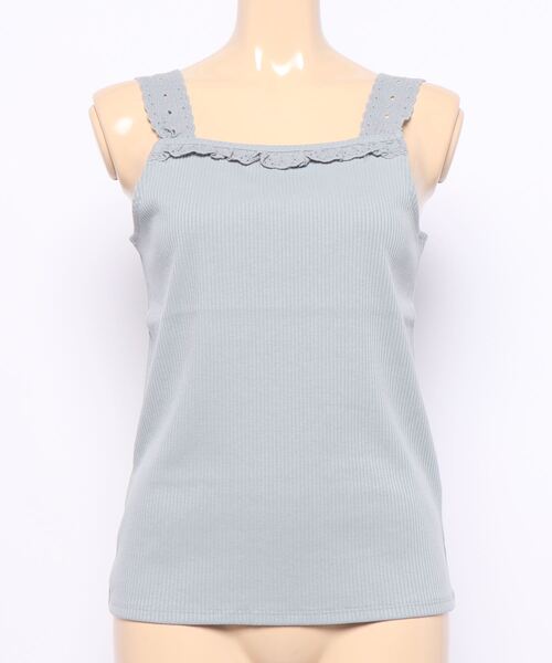 ehka sopo（エヘカソポ）の「綿レースタンクトップ（タンクトップ・レディース・ブラック/サックスブルー/ピンク/キナリ・ﾌﾘ-）」の3枚目の写真