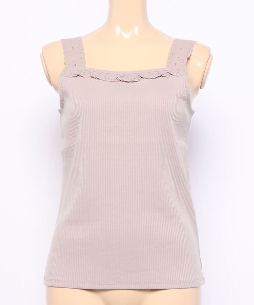 ehka sopo（エヘカソポ）の「綿レースタンクトップ（タンクトップ・レディース・ブラック/サックスブルー/ピンク/キナリ・ﾌﾘ-）」の4枚目の写真