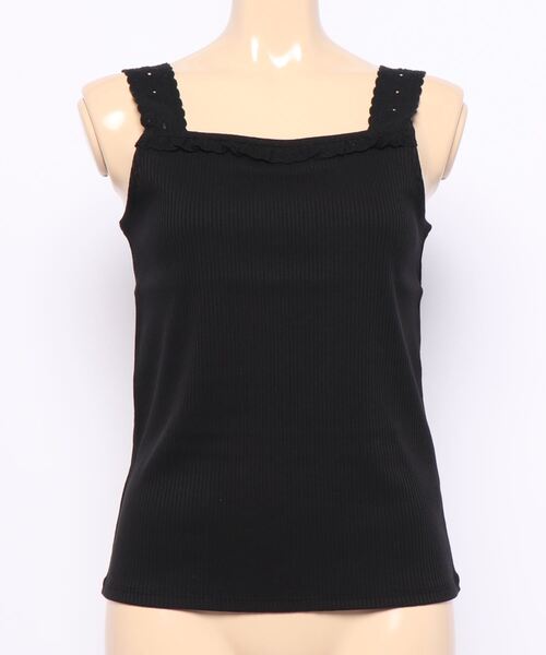 ehka sopo（エヘカソポ）の「綿レースタンクトップ（タンクトップ・レディース・ブラック/サックスブルー/ピンク/キナリ・ﾌﾘ-）」の2枚目の写真