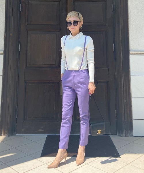 JENNE(ジェンヌ)の「サスペンダー センタープレスパンツ(その他パンツ・レディース・ベージュ/ネイビー/ラベンダー・SMALL/MEDIUM/LARGE/X-SMALL)」の3枚目の写真