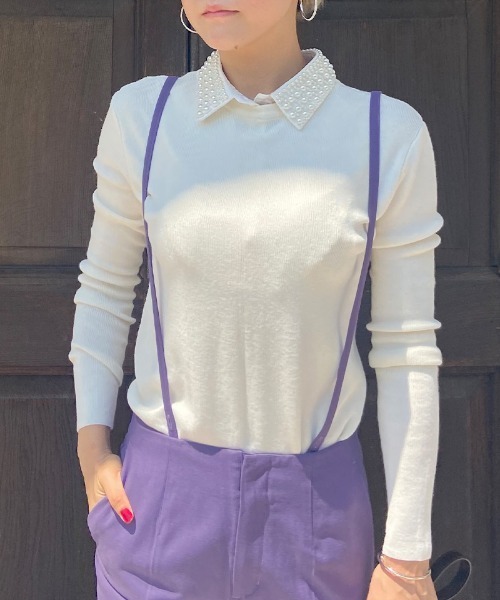 JENNE(ジェンヌ)の「サスペンダー センタープレスパンツ(その他パンツ・レディース・ベージュ/ネイビー/ラベンダー・SMALL/MEDIUM/LARGE/X-SMALL)」の17枚目の写真