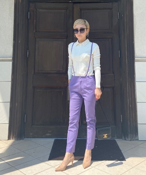 JENNE(ジェンヌ)の「サスペンダー センタープレスパンツ(その他パンツ・レディース・ベージュ/ネイビー/ラベンダー・SMALL/MEDIUM/LARGE/X-SMALL)」の19枚目の写真