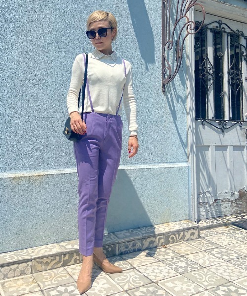 JENNE(ジェンヌ)の「サスペンダー センタープレスパンツ(その他パンツ・レディース・ベージュ/ネイビー/ラベンダー・SMALL/MEDIUM/LARGE/X-SMALL)」の21枚目の写真