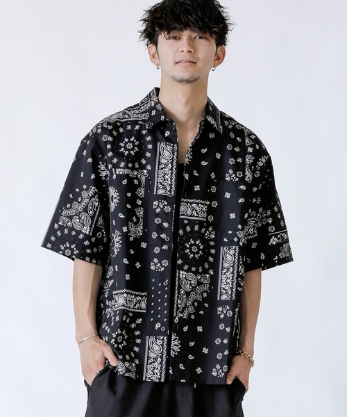 ADMIX/ATELIER SAB MEN（アドミックスアトリエサブメン）の「ペイズリー・レオパード プリント ／ コットン オーバーサイズ CPO シャツ ジャケット（セットアップ対応）（シャツ/ブラウス・メンズ・ホワイト/ブラック/レオパード・48/50/52）」の7枚目の写真