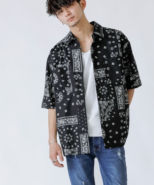 ADMIX/ATELIER SAB MEN（アドミックスアトリエサブメン）の「ペイズリー・レオパード プリント ／ コットン オーバーサイズ CPO シャツ ジャケット（セットアップ対応）（シャツ/ブラウス・メンズ・ホワイト/ブラック/レオパード・48/50/52）」の22枚目の写真