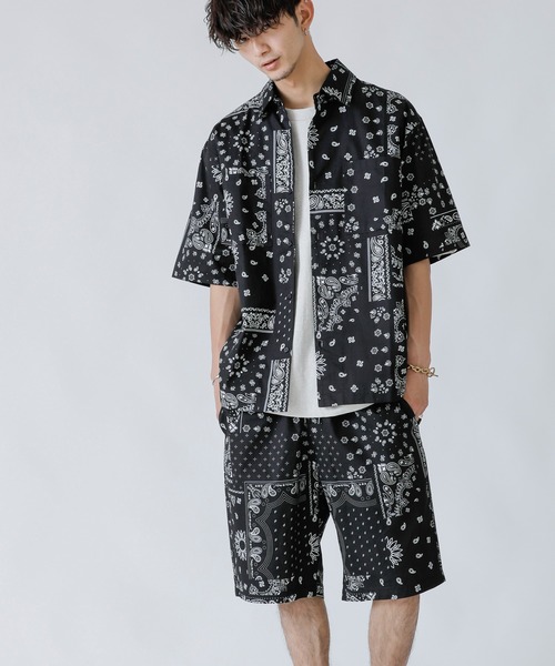 ADMIX/ATELIER SAB MEN（アドミックスアトリエサブメン）の「ペイズリー・レオパード プリント ／ コットン オーバーサイズ CPO シャツ ジャケット（セットアップ対応）（シャツ/ブラウス・メンズ・ホワイト/ブラック/レオパード・48/50/52）」の19枚目の写真