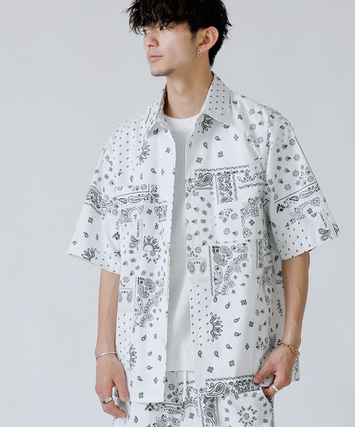 ADMIX/ATELIER SAB MEN（アドミックスアトリエサブメン）の「ペイズリー・レオパード プリント ／ コットン オーバーサイズ CPO シャツ ジャケット（セットアップ対応）（シャツ/ブラウス・メンズ・ホワイト/ブラック/レオパード・48/50/52）」の16枚目の写真