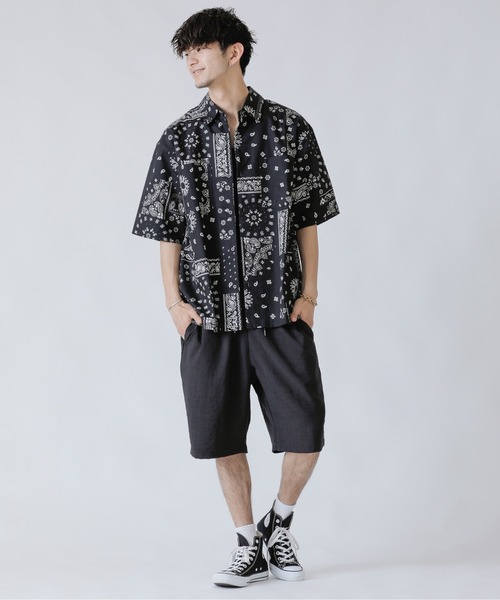 ADMIX/ATELIER SAB MEN（アドミックスアトリエサブメン）の「ペイズリー・レオパード プリント ／ コットン オーバーサイズ CPO シャツ ジャケット（セットアップ対応）（シャツ/ブラウス・メンズ・ホワイト/ブラック/レオパード・48/50/52）」の6枚目の写真