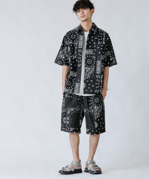 ADMIX/ATELIER SAB MEN（アドミックスアトリエサブメン）の「ペイズリー・レオパード プリント ／ コットン オーバーサイズ CPO シャツ ジャケット（セットアップ対応）（シャツ/ブラウス・メンズ・ホワイト/ブラック/レオパード・48/50/52）」の10枚目の写真