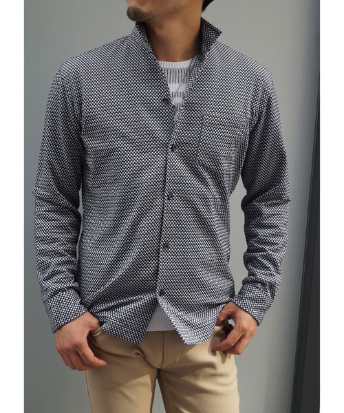 NICOLE CLUB FOR MEN（ニコルクラブフォーメン）の「【21年モデル】サッカ－イタリアンカラ－シャツ（シャツ/ブラウス・メンズ・ネイビー系1/ホワイト系1/ネイビー系2/ブラック系1・LARGE/MEDIUM/X-LARGE）」の4枚目の写真