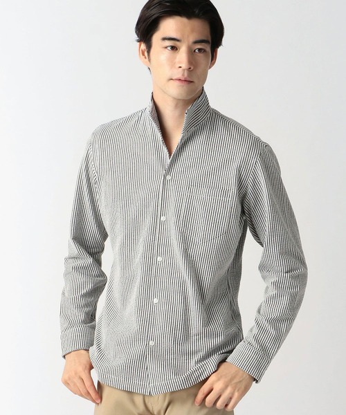 NICOLE CLUB FOR MEN（ニコルクラブフォーメン）の「【21年モデル】サッカ－イタリアンカラ－シャツ（シャツ/ブラウス・メンズ・ネイビー系1/ホワイト系1/ネイビー系2/ブラック系1・LARGE/MEDIUM/X-LARGE）」の16枚目の写真